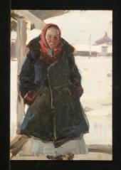 Woman in a Black Fur Coat by Yevgeni Borisovich Khoroshilov (1930–1982)