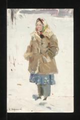 A Woman in a Short Fur Coat by Yevgeni Borisovich Khoroshilov (1930–1982)