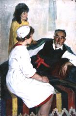 With Sick Grandfather by Anatoli Alekseevich Nebolsin (1934–2006)