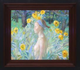 Girl in the Flowers by Oleg Bogomolov (b. 1962)