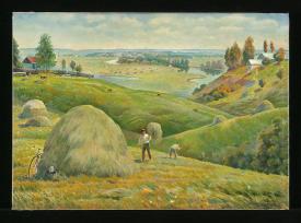 Storing up Hay by Gennadi Grigorevich Grishchenko (b. 1940)