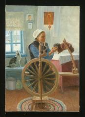 At the Spinning Wheel by Alexander Mikhailovich Kurzanov (b. 1938)