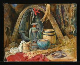 Still Life with Horse Collar by Vladimir Dmitrievich Fefelov (b. 1939)