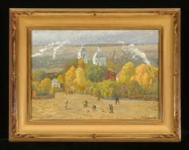 The Village Pudnya by Yuri Petrovich Sanin (1939–1997)