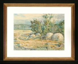 Haystacks by Gennadi Grigorevich Grishchenko (b. 1940)