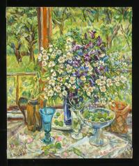 Bouquet on the Veranda by Natalia Vasilievna Suvorova (b. 1941)