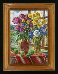 Flowers at the Window by Leonid Alekseevich Sokolov (b. 1945)