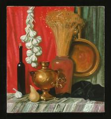 Flax and a Samovar by Olga Nikitaevna Fomina (b. 1977)