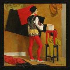 Girl in Red Tights by Yaroslav Khairullavich Kurbanov (b. 1968)