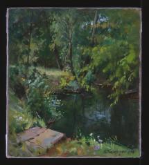 At the River. Dull Day by Alexander Pavlovich Poplavsky (b. 1959)