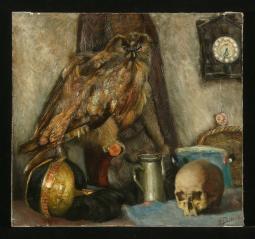 Still Life with an Owl by Viktor Andreevich Donskoi (b. 1945)