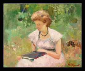 With a Book by Mikhail Feodorovich Frolov (1922–1990s)