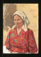 Woman in a Red Dress by Yevgeni Borisovich Khoroshilov (1930–1982)