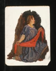 Portrait of a Woman with a Red Scarf by Grigori Andreevich Goncharov (1913–2001)