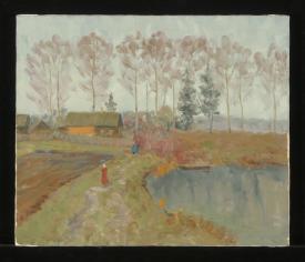 A House near the Pond by Edouard Panteleimonovich Efanov (b. 1938)
