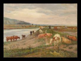 Landscape with Cows by Dmitri Grigorevich Cherskikh (1887–1961)