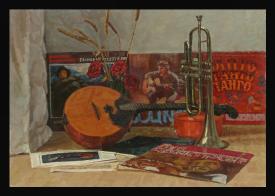 Still Life with Musical Instruments by Yuri Petrovich Dyakov (1929–2008)
