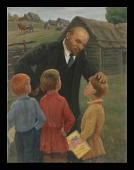 Lenin with Children in the Village by Alexander Mikhailovich Kurzanov (b. 1938)