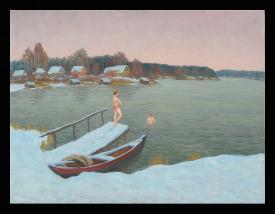 Winter Swimming by Alexander Mikhailovich Kurzanov (b. 1938)