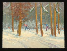 Ski Run Competition by Alexander Mikhailovich Kurzanov (b. 1938)