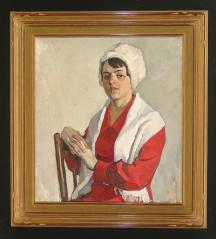 Woman in a White Cap by Ivan Grigorevich Mishin (1928–2001)