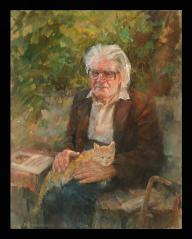 Portrait of the Artist M. E. Tkachev by Tatyana Tikhonovna Poplavskaya (b. 1955)
