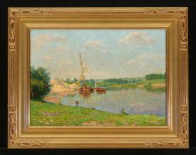 Barges on the Don by Vladimir Ilich Shchedrin (b. 1942)