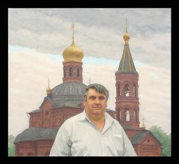 At the Native Church by Alexander Mikhailovich Kurzanov (b. 1938)
