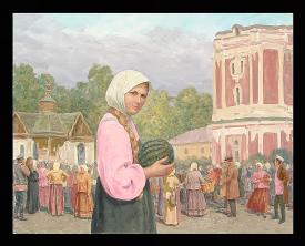 With a Watermelon by Alexander Mikhailovich Kurzanov (b. 1938)