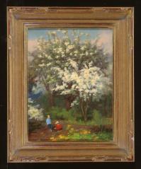 In a Blossoming Garden by Alexander Sergeevich Zolotikh (b. 1960)