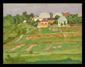 Village on the Outskirts by Yuri Petrovich Dyakov (1929–2008)