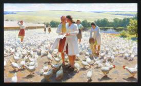 Chicken Farm by Nikolai Vasilievich Nesterenko (b. 1926)