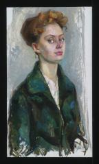Portrait of a Woman in Green by Raisa Matveyevna Moskalenko (b. 1918)