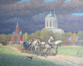 The Church of Vsesvyatskoy by Alexander Mikhailovich Kurzanov (b. 1938)