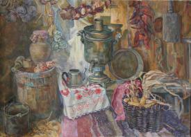 Still Life with a Samovar by Vladimir Dmitrievich Fefelov (b. 1939)