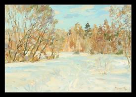 Snow in February by Yuri Pavlovich Novikov (b. 1937)