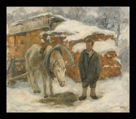 At the Barn by Anatoli Vasilievich Bublik (b. 1946)