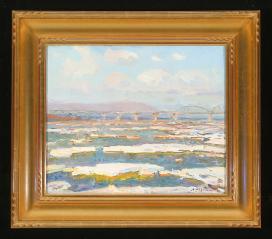 Ice Drifting on the Dnepre by Lev Pavlovich Khodchenko (b. 1912)