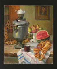 Still Life with Samovar by Ivan Grigorevich Mishin (1928–2001)