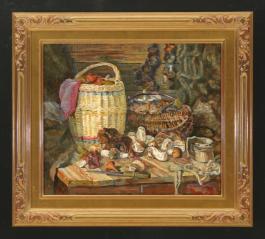 Still Life with Basket by Vladimir Dmitrievich Fefelov (b. 1939)