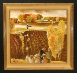Autumn Preparation by Valentin Sergeevich Makhitaryants (b. 1943)