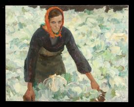 Portrait of the Milkmaid Olga Levont by Anatoli Pavlovich Levitin (b. 1921)