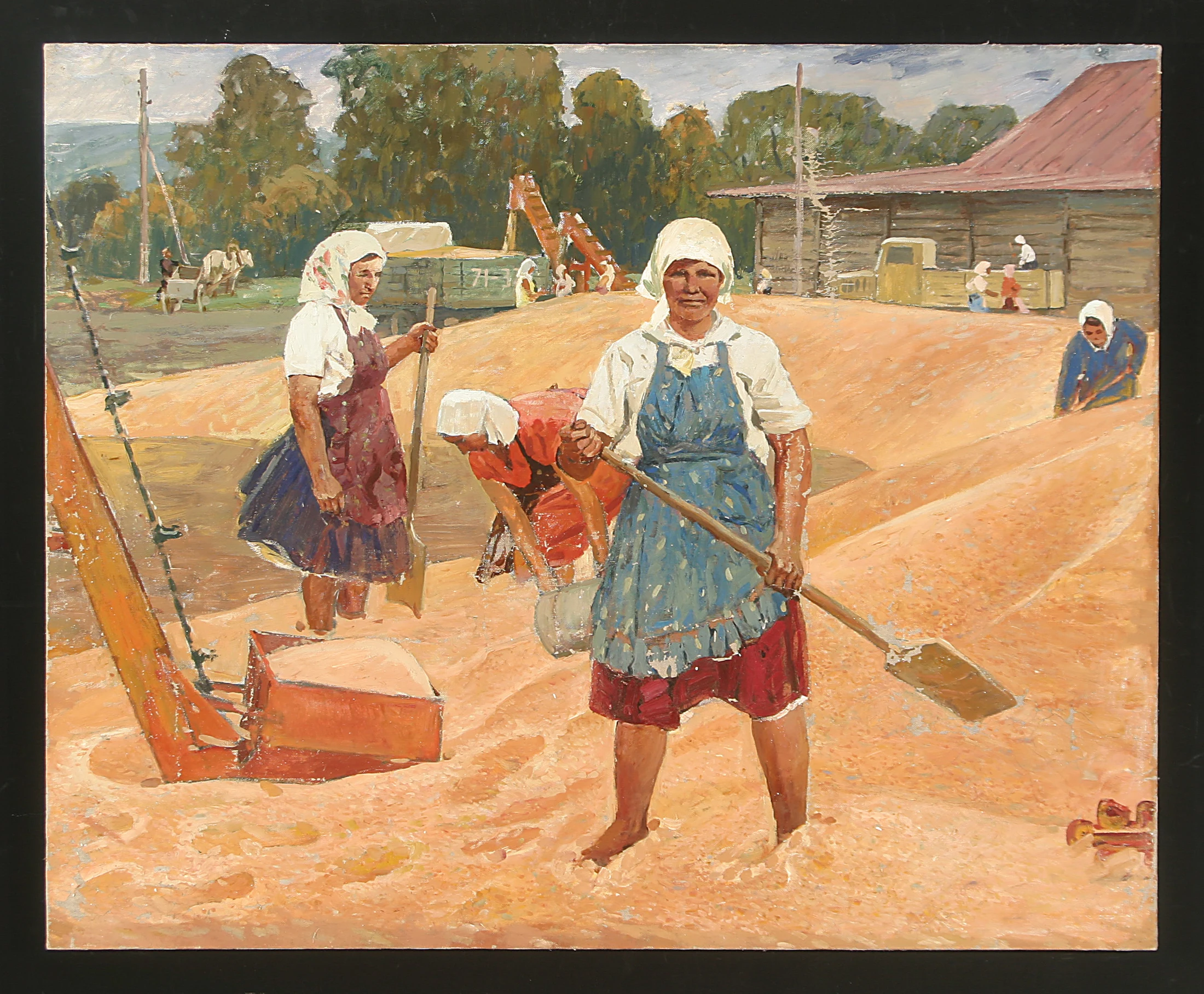 On the Threshing Floor by Yuri Fedorovich Vnodchenko (b. 1927)
