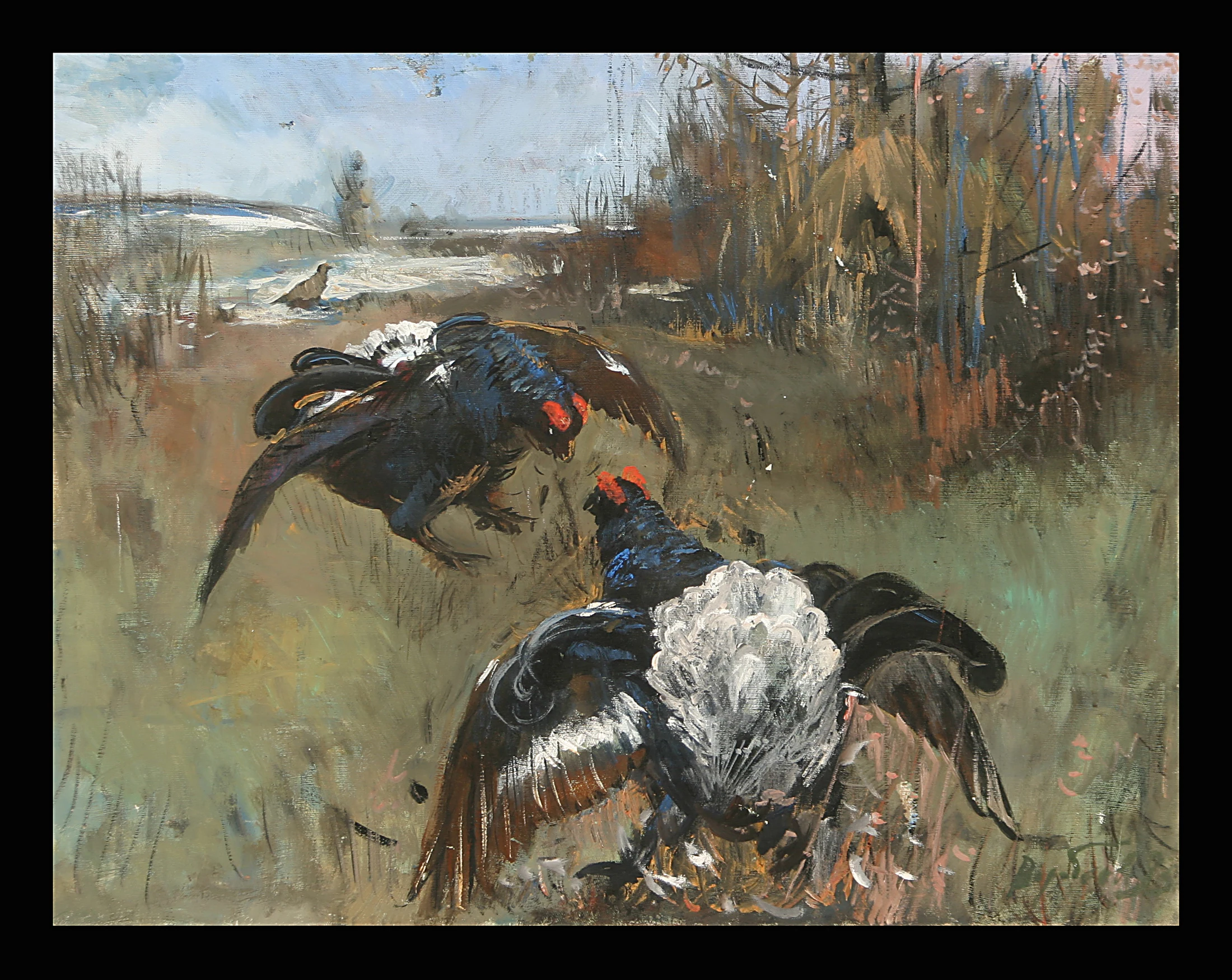 Two Cocks by Viktor Vasilievich Vorobev (b. 1925)