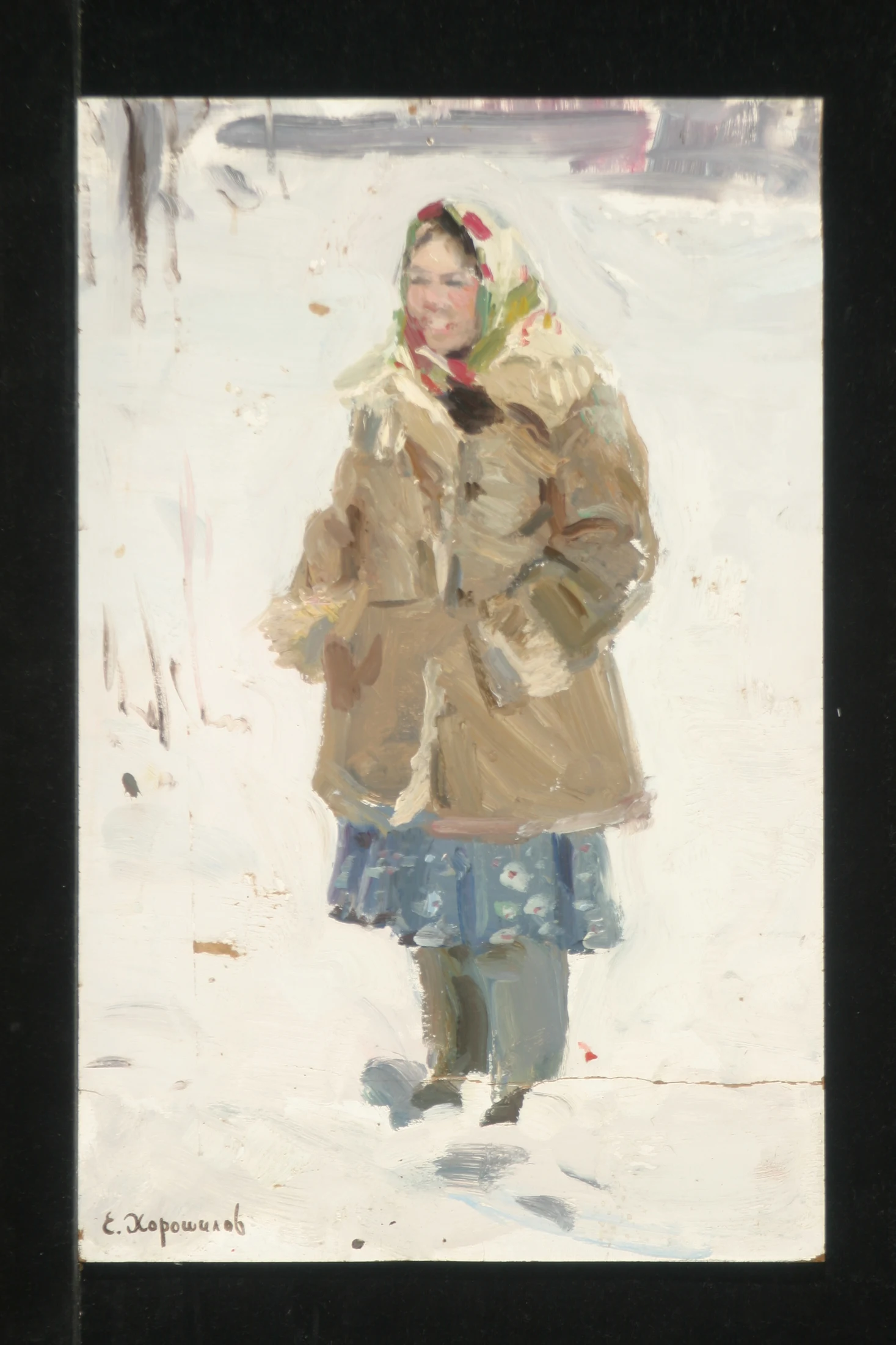 A Woman in a Short Fur Coat by Yevgeni Borisovich Khoroshilov (1930–1982)