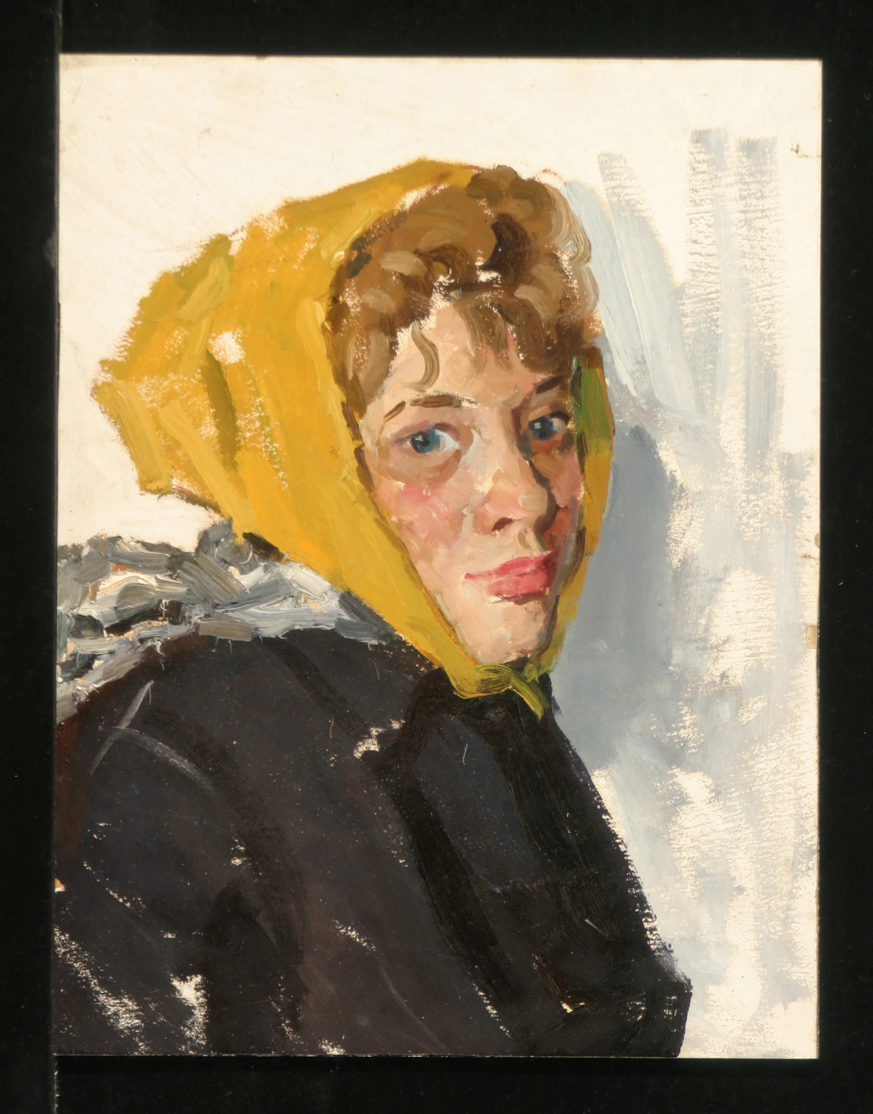 A Young Girl with a Yellow Scarf by Ivan Grigorevich Mishin (1928–2001)
