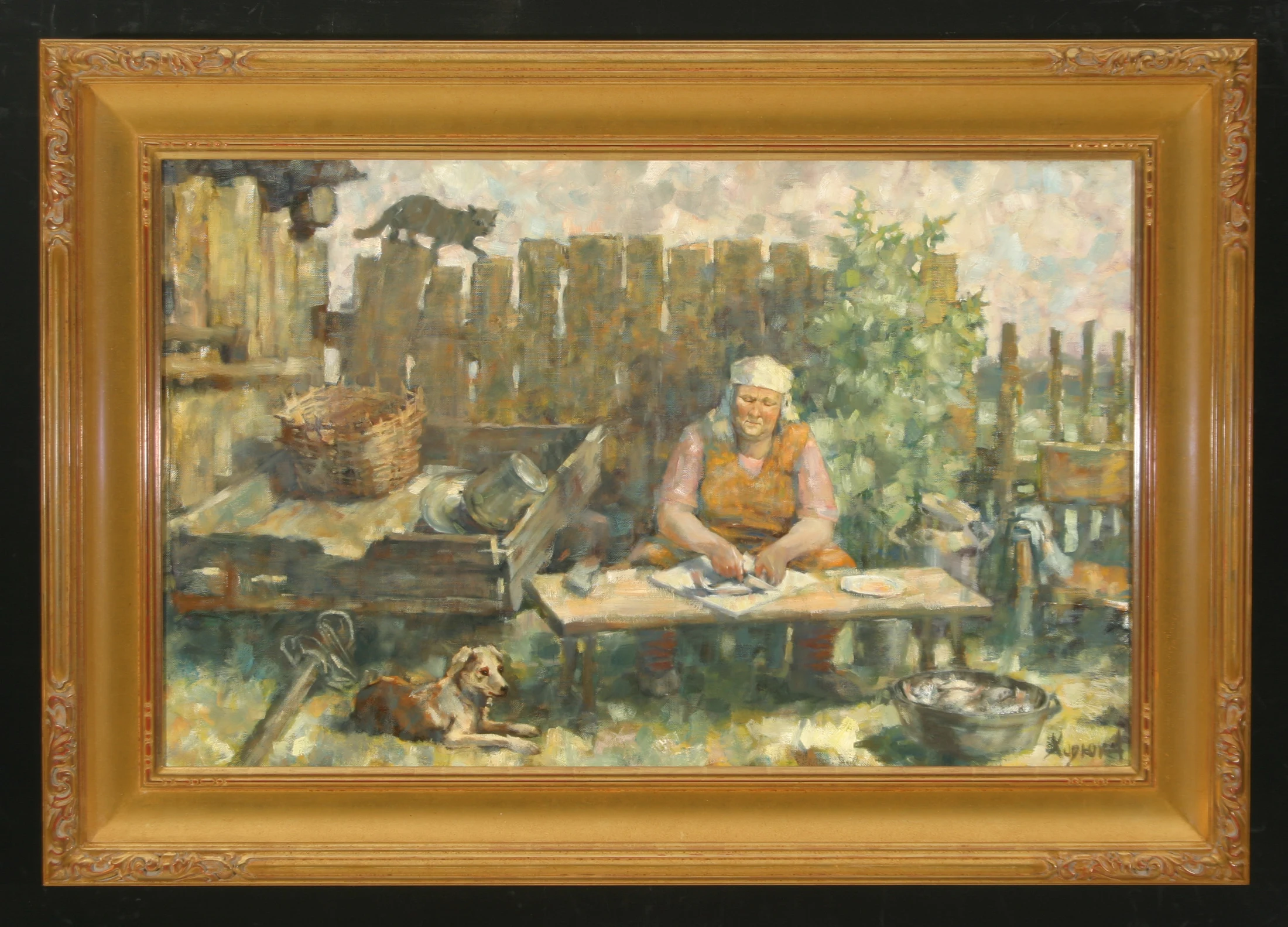 Cleaning Fish by Alexander Petrovich Khoduk (b. 1968)