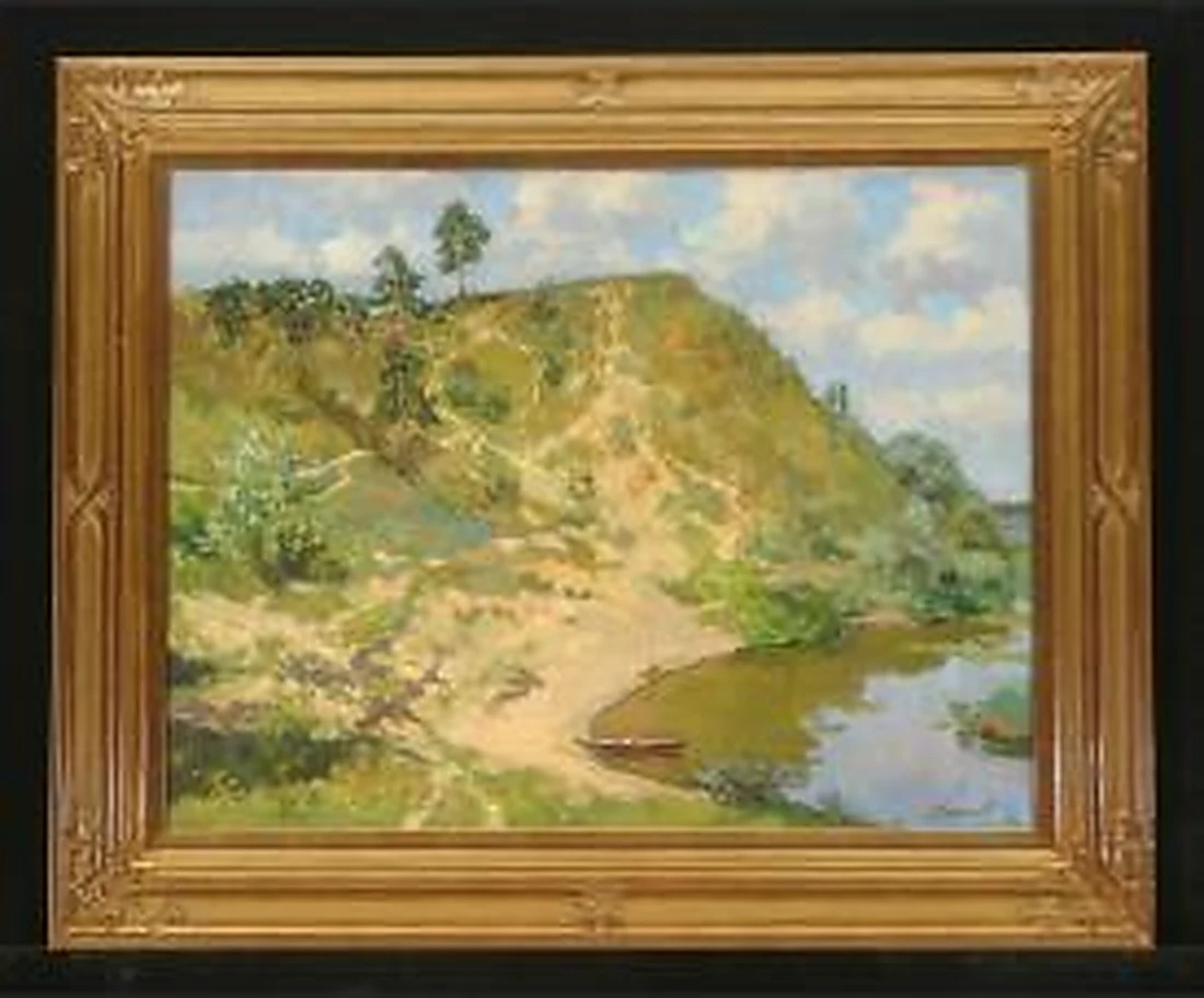 Steep Hill by the River by Edouard Panteleimonovich Efanov (b. 1938)