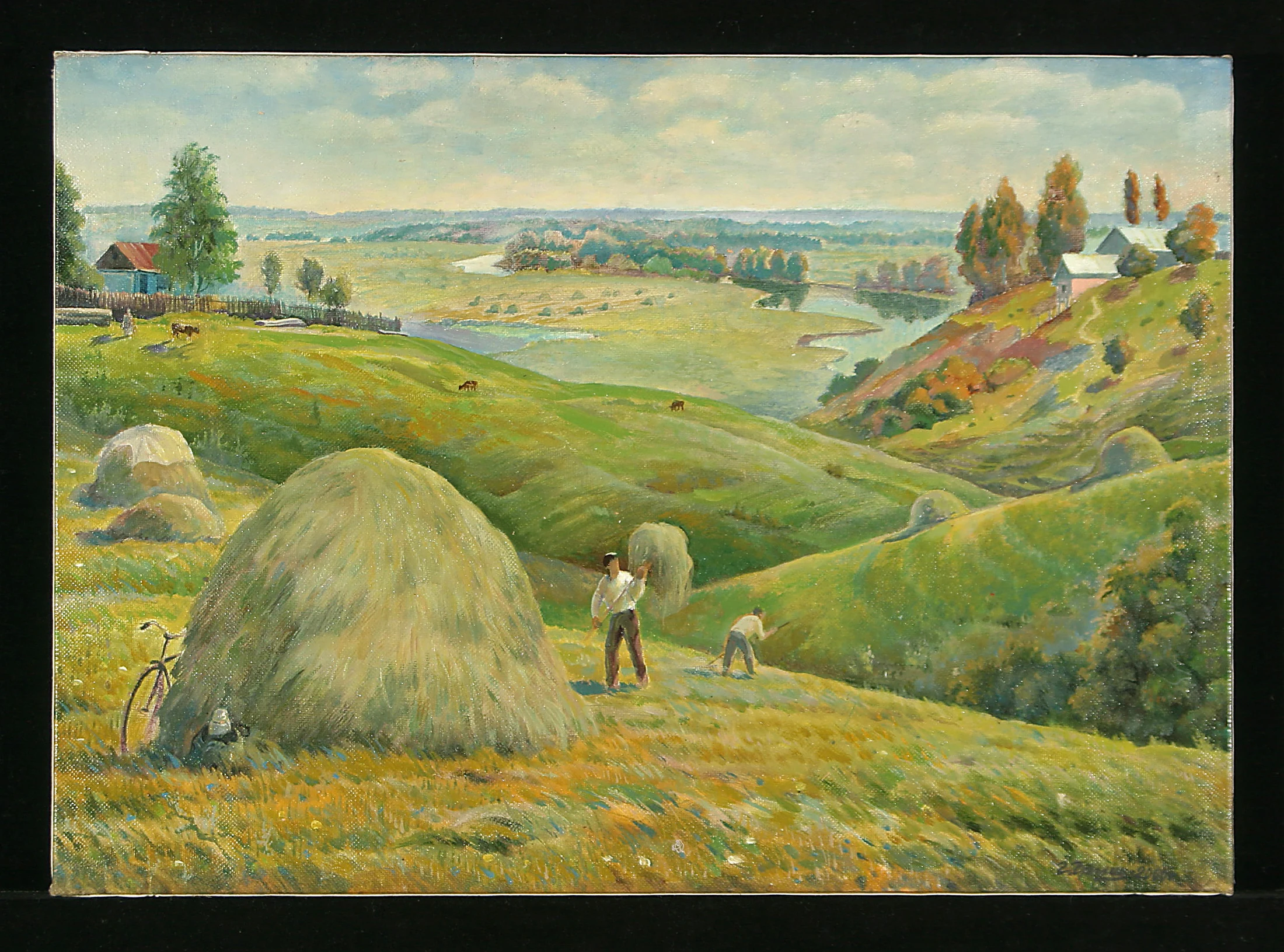 Storing up Hay by Gennadi Grigorevich Grishchenko (b. 1940)