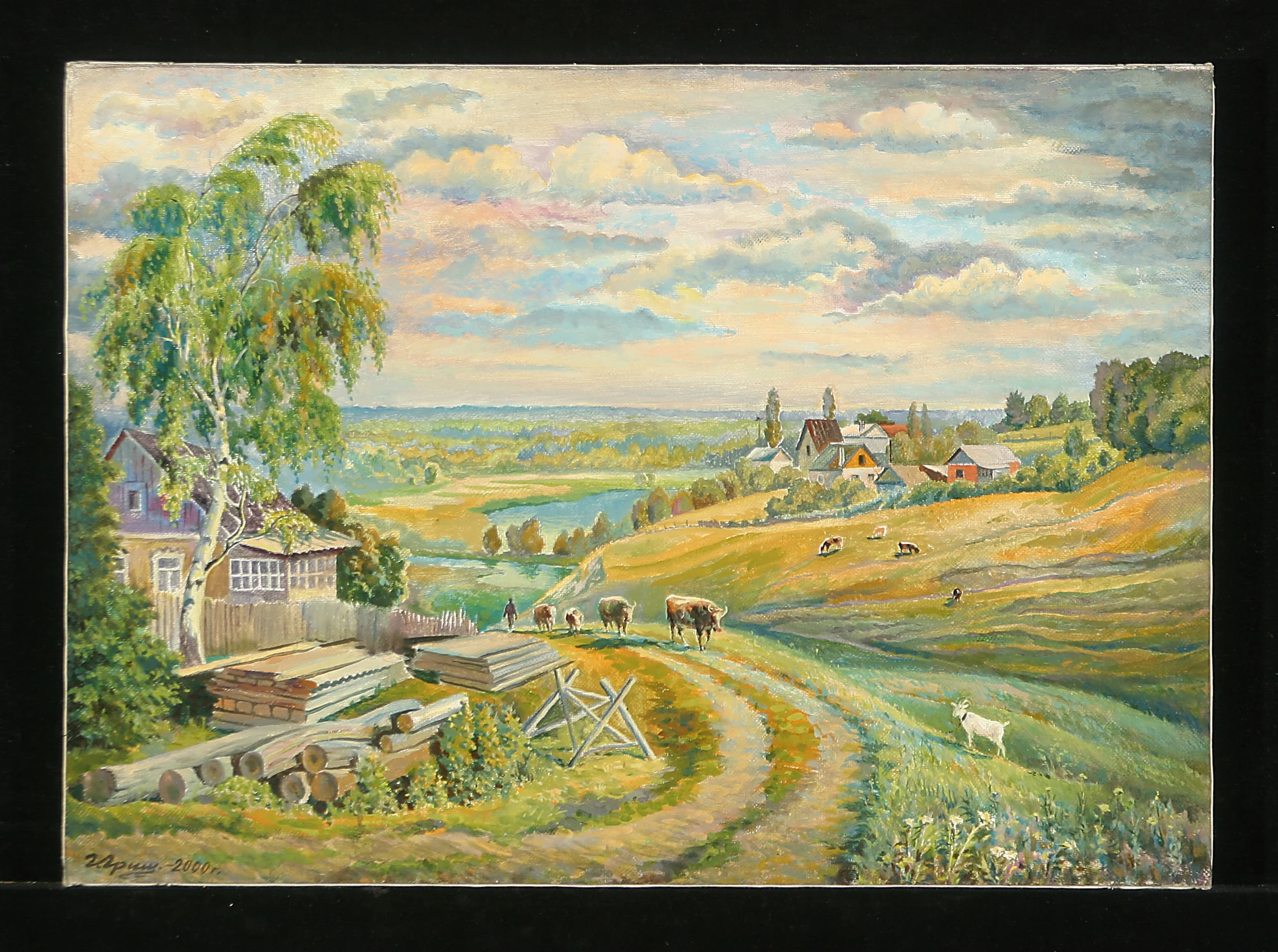 Birch near the Village by Gennadi Grigorevich Grishchenko (b. 1940)